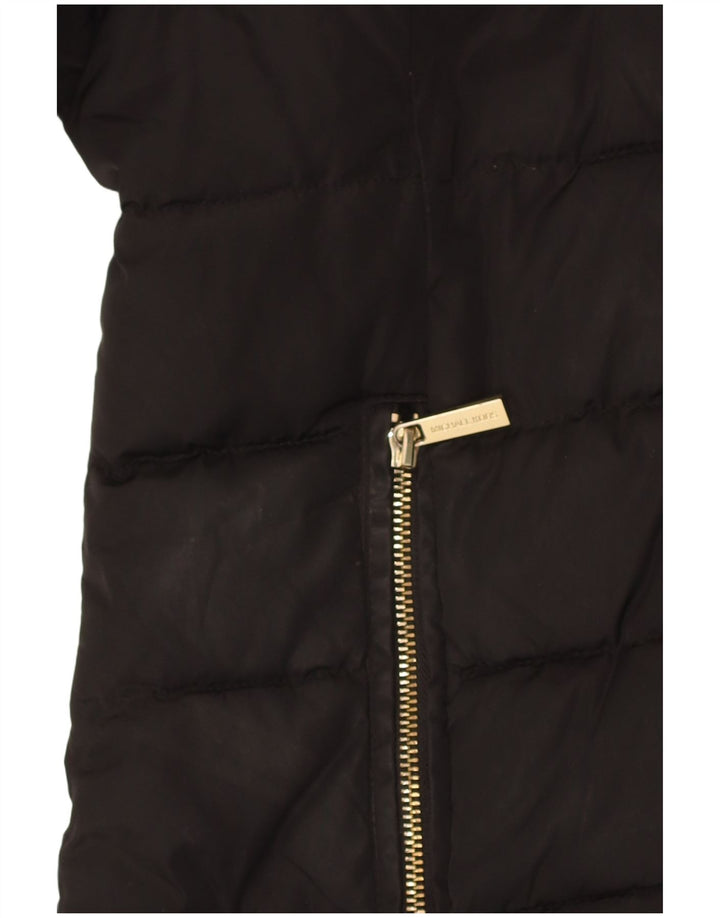 Cappotto imbottito con cappuccio da donna Michael Kors UK 14 poliestere nero medio
