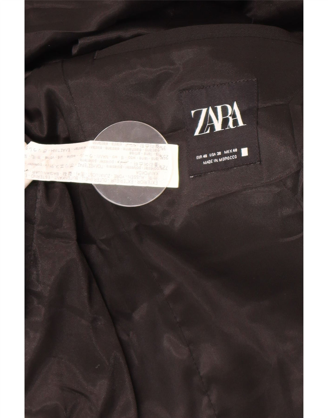 Giacca blazer da uomo a 2 bottoni Zara EU 48 poliestere nero medio