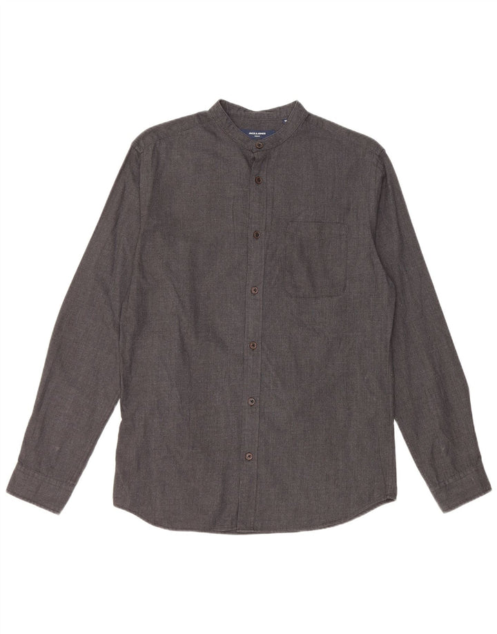 Camicia da uomo Jack & Jones in cotone grigio medio