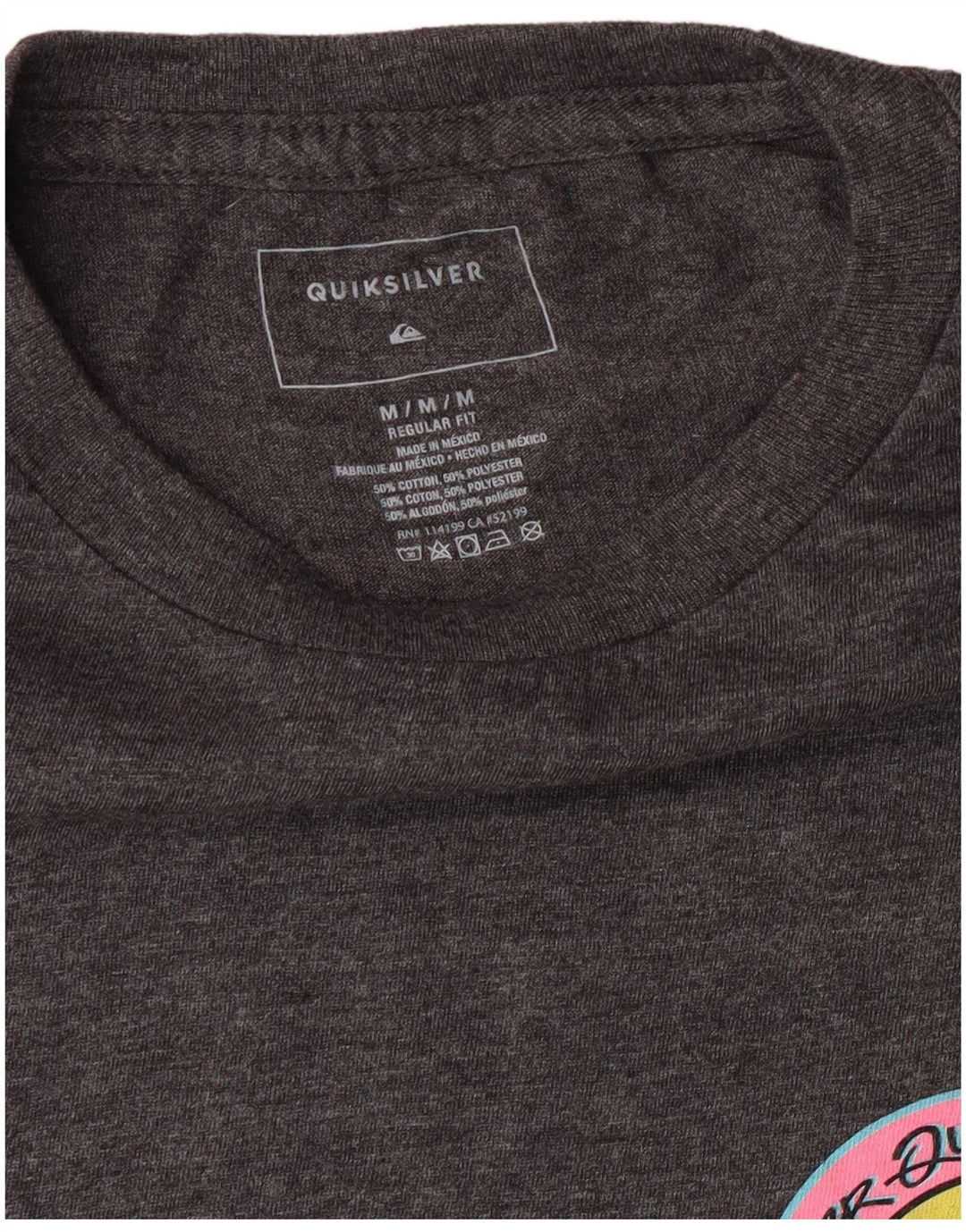 T-shirt grafica da uomo con vestibilità regolare Quiksilver, cotone grigio medio
