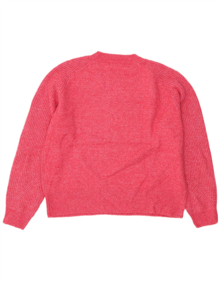 Maglione maglione girocollo da donna Marks & Spencer UK 14 rosa medio chiazzato