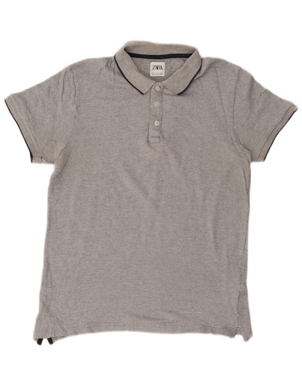 Polo da uomo Zara in cotone grigio medio