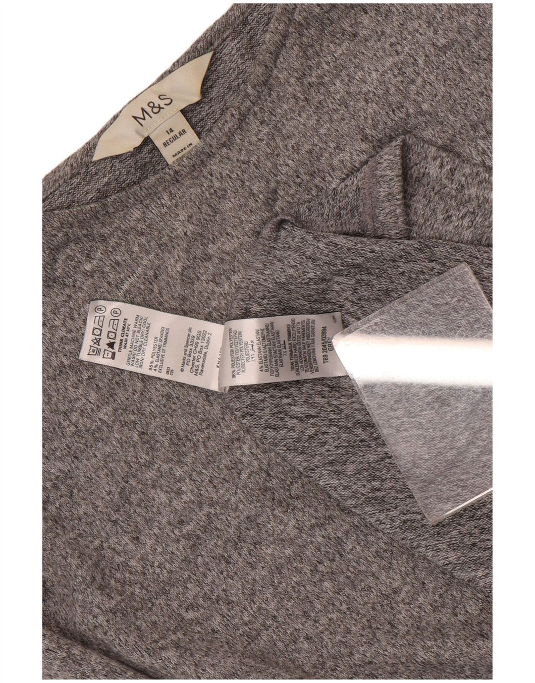 Abito tubino a maniche lunghe da donna Marks & Spencer UK 14 Grigio medio chiazzato