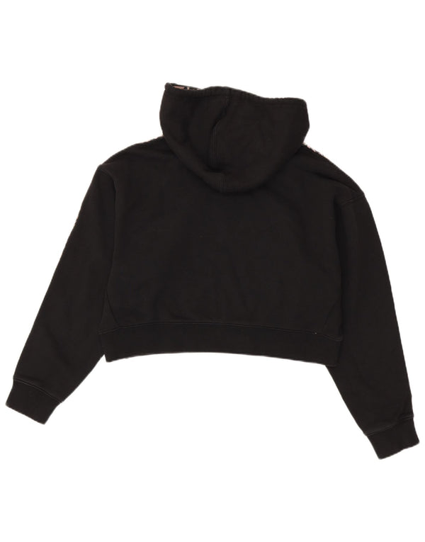 Felpa con cappuccio oversize corta da donna Adidas UK 10 piccola stampa animalier nera