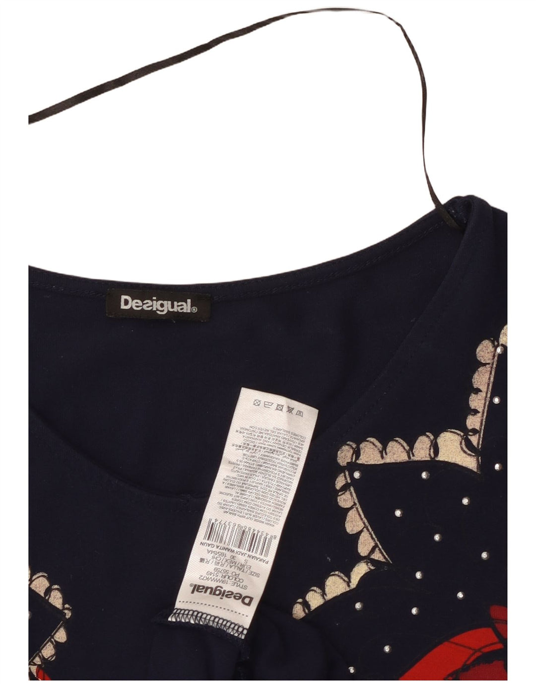 DESIGUAL Abito a trapezio da donna UK 8 Piccolo in viscosa floreale blu navy