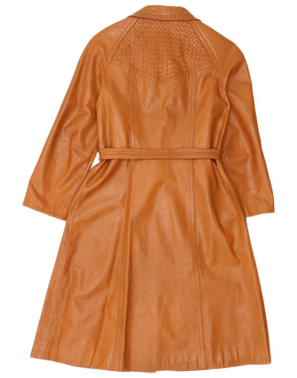 Cappotto in pelle vintage da donna UK 10 piccolo beige