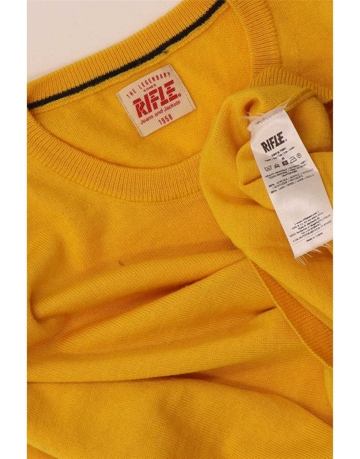 Maglione maglione girocollo da uomo Rifle, giallo medio, in acrilico