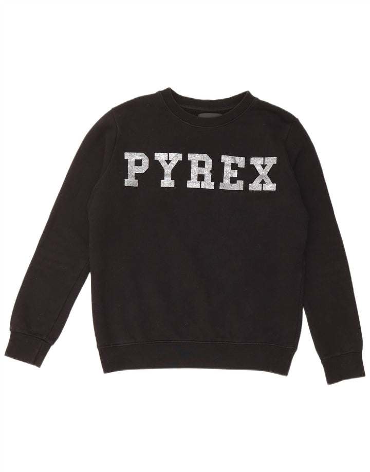 Felpa oversize con grafica da donna Pyrex UK 10 piccola in cotone nero