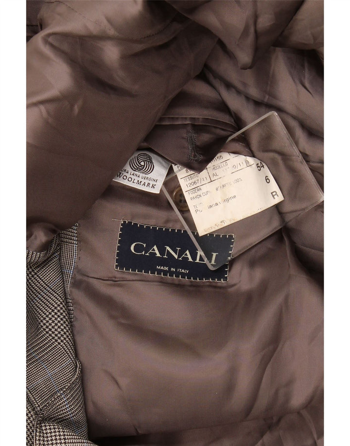 Giacca Blazer 3 Bottoni Canali Uomo IT 54 2XL Lana a quadri Grigi
