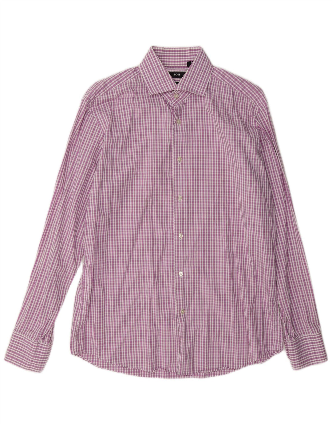 Camicia da uomo vestibilità regolare Hugo Boss taglia 41 16 grande cotone a quadri rosa