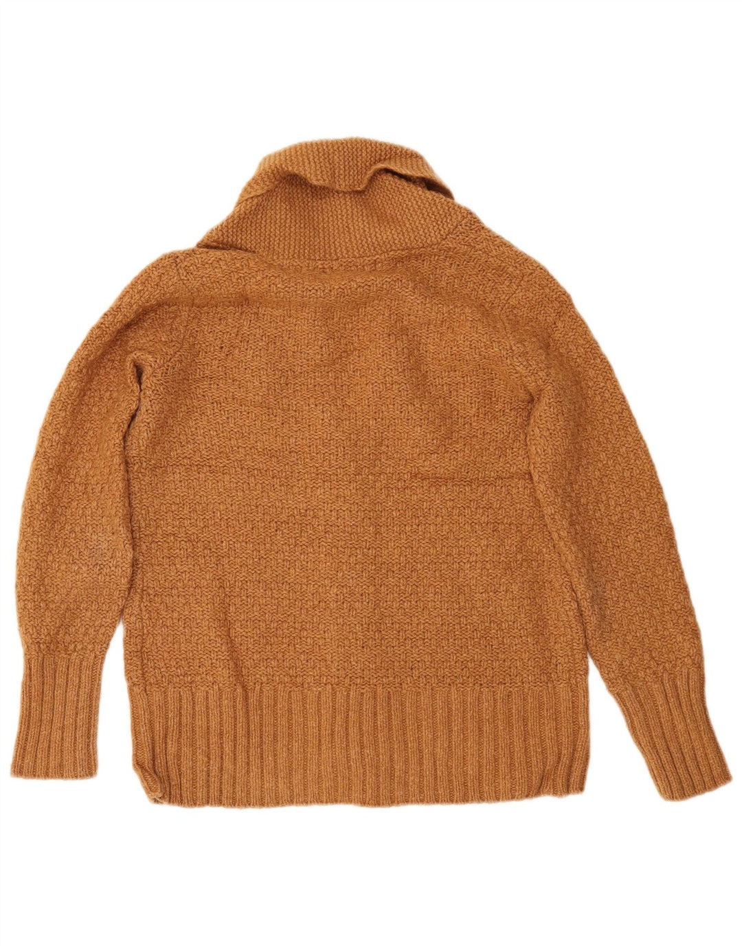 EDDIE BAUER Maglione cardigan oversize da donna UK 10 Piccolo lana d'agnello marrone