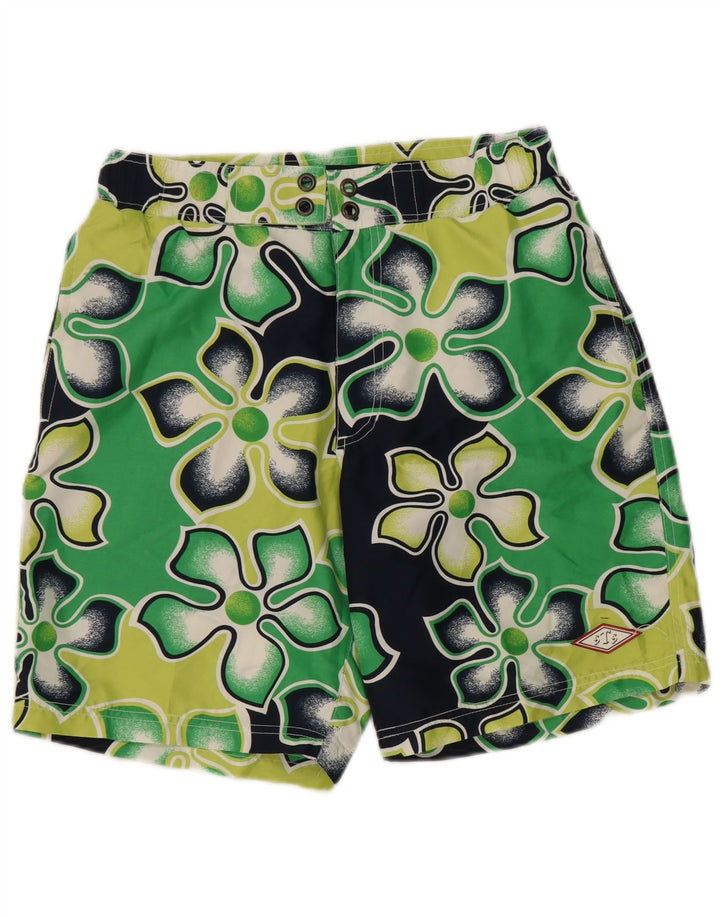 Pantaloncini da bagno da uomo Santo Stefano grandi in poliestere floreale verde