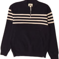 Maglione da uomo Marks & Spencer con zip e collo grande a righe blu navy
