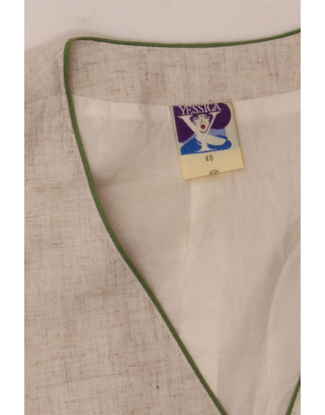 YESSICA Womens Waistcoat EU 40 Medium Beige Floral Polyester Vintage Yessica and Second-Hand Yessica from Messina Hembry 