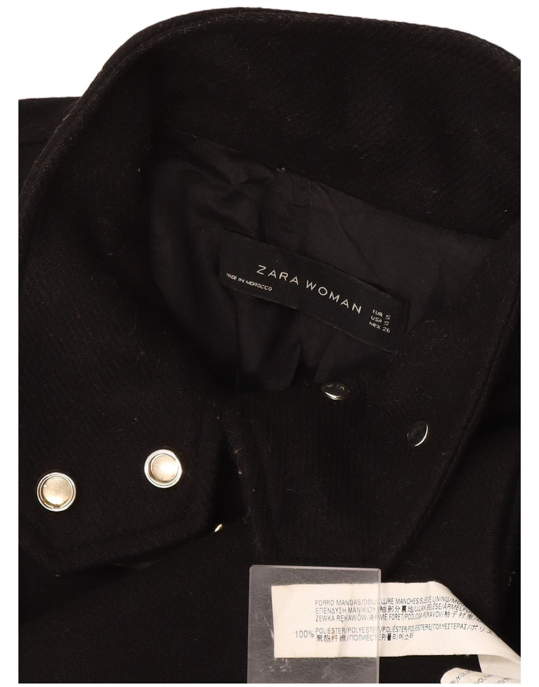 Cappotto Zara da donna UK 10 piccolo poliestere nero