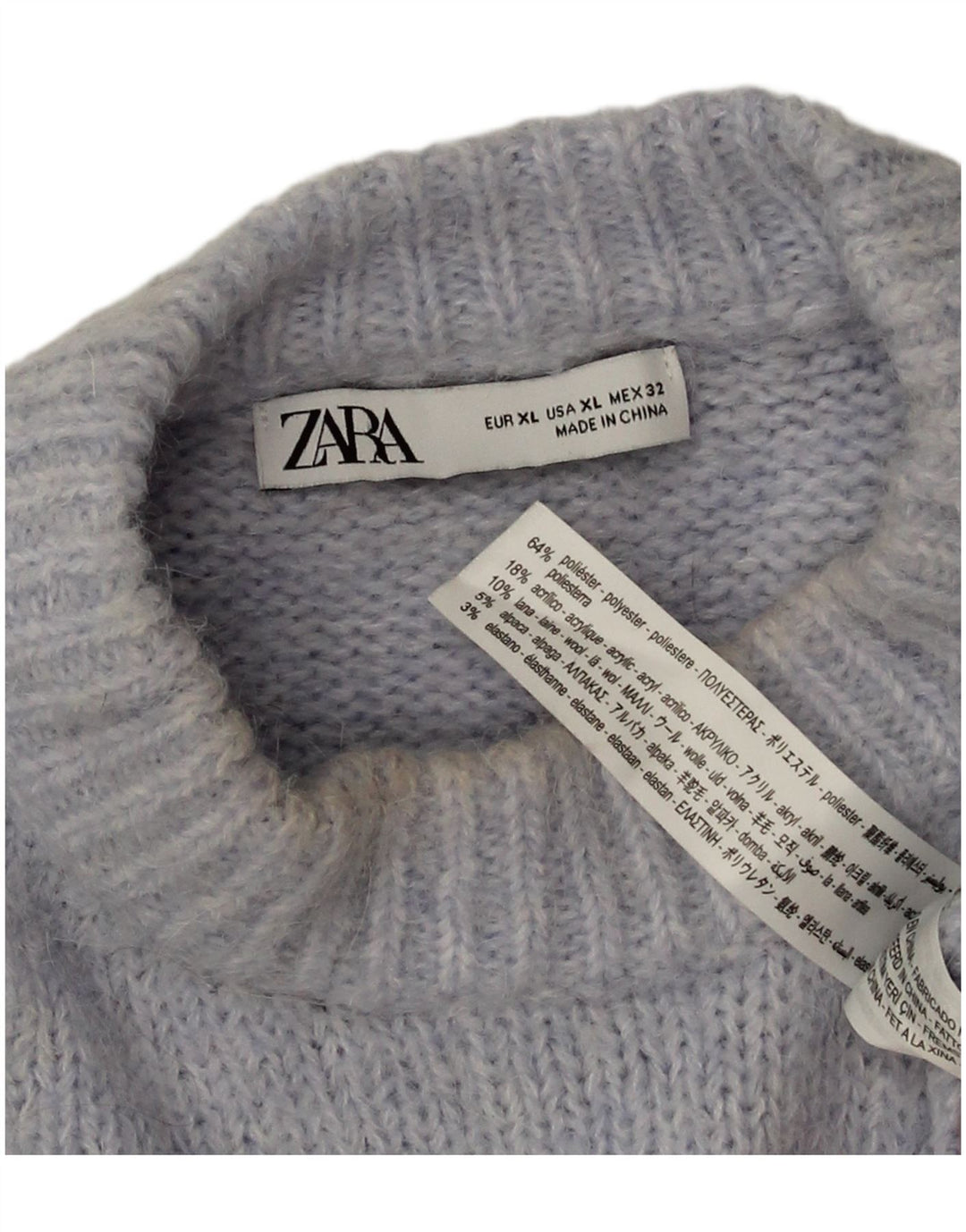 Maglione maglione girocollo oversize da donna Zara UK 18 XL poliestere blu