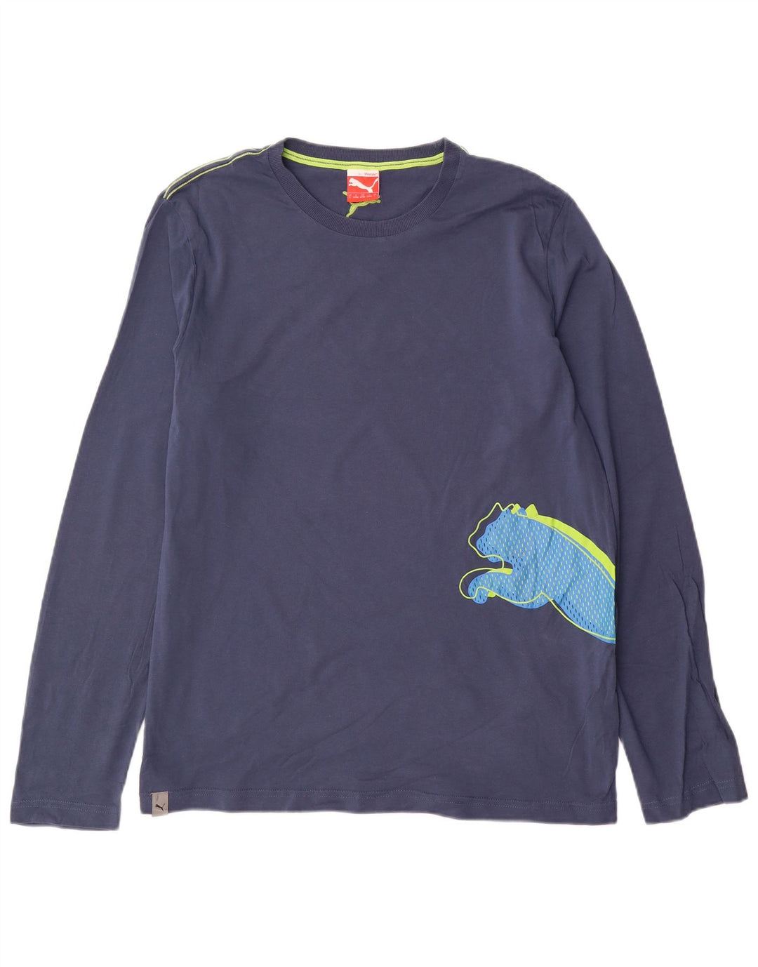 Puma T-shirt grafica da uomo a maniche lunghe grande in cotone blu navy