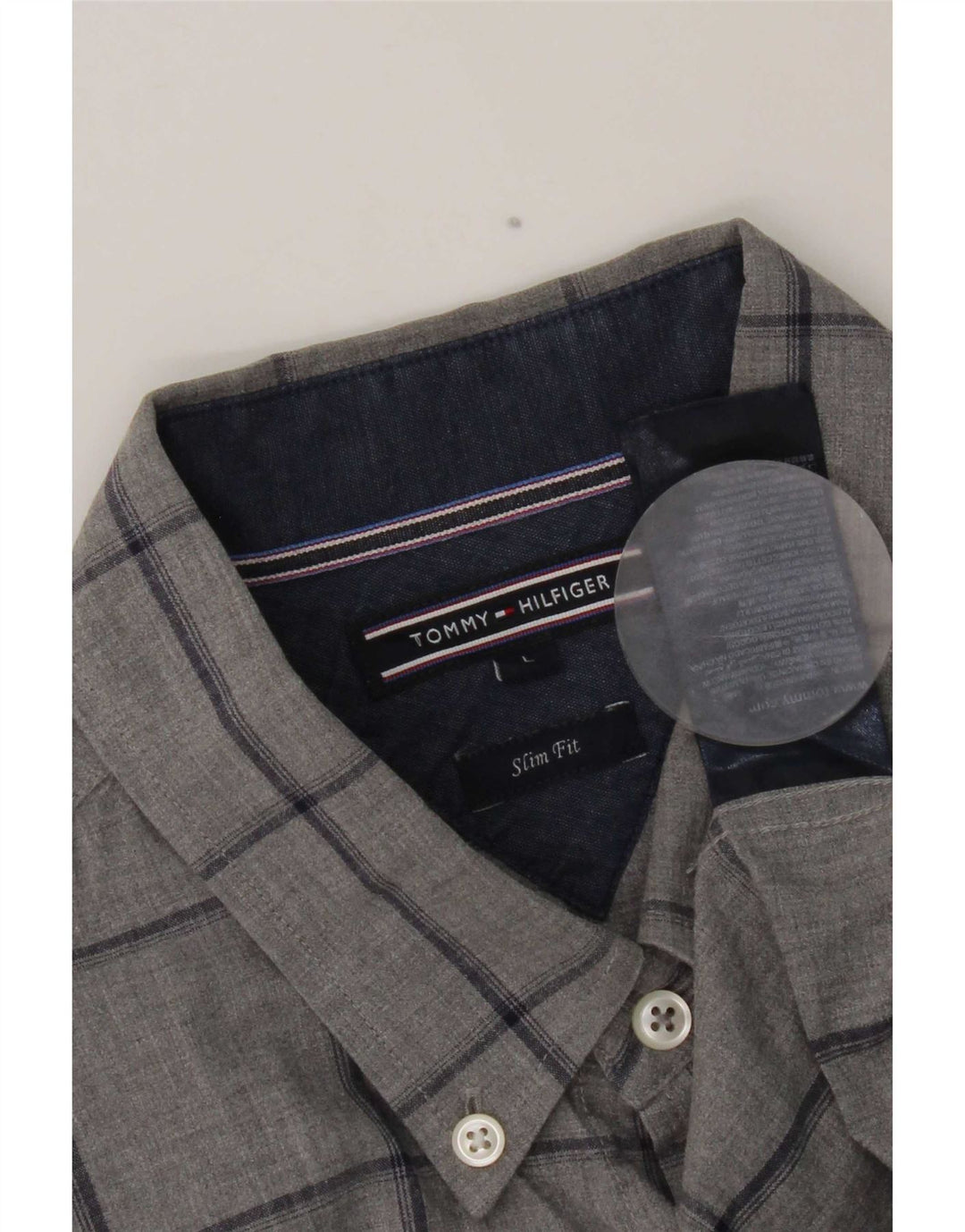 Camicia slim fit da uomo Tommy Hilfiger, cotone a quadri grigi grandi