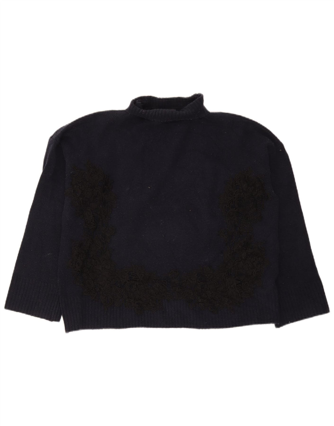Maglione maglione a collo alto da donna Marks & Spencer UK 14 blu navy medio