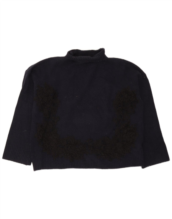 Maglione maglione a collo alto da donna Marks & Spencer UK 14 blu navy medio