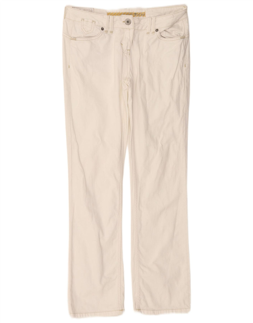 FAT FACE Jeans dritti da donna a vita bassa UK 12 Medio W32 L31 Bianco