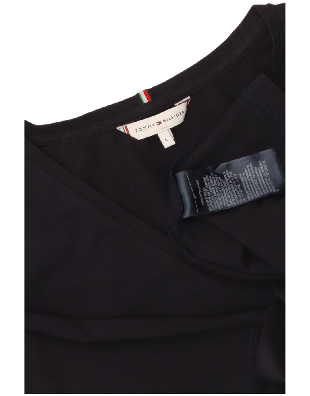 TOMMY HILFIGER T-shirt da donna Top UK 14 Large Blu Navy in cotone