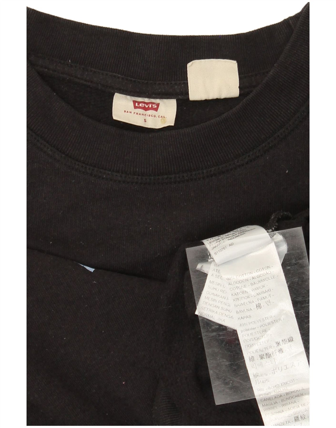 LEVI'S Felpa con grafica oversize da donna UK 10 Small Cotone nero