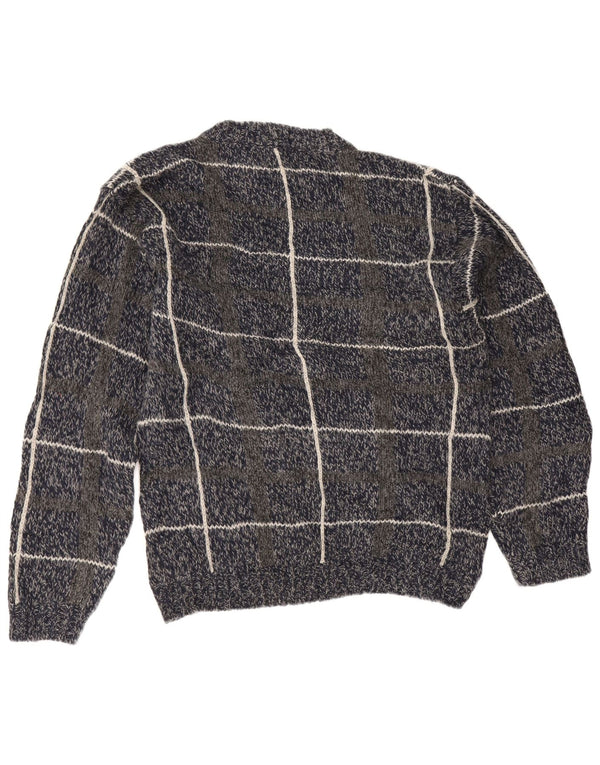 Eddie Bauer Maglione girocollo da uomo in lana a quadri blu navy medio