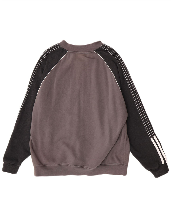 Giacca da ginnastica da uomo Adidas Large in cotone color block grigio