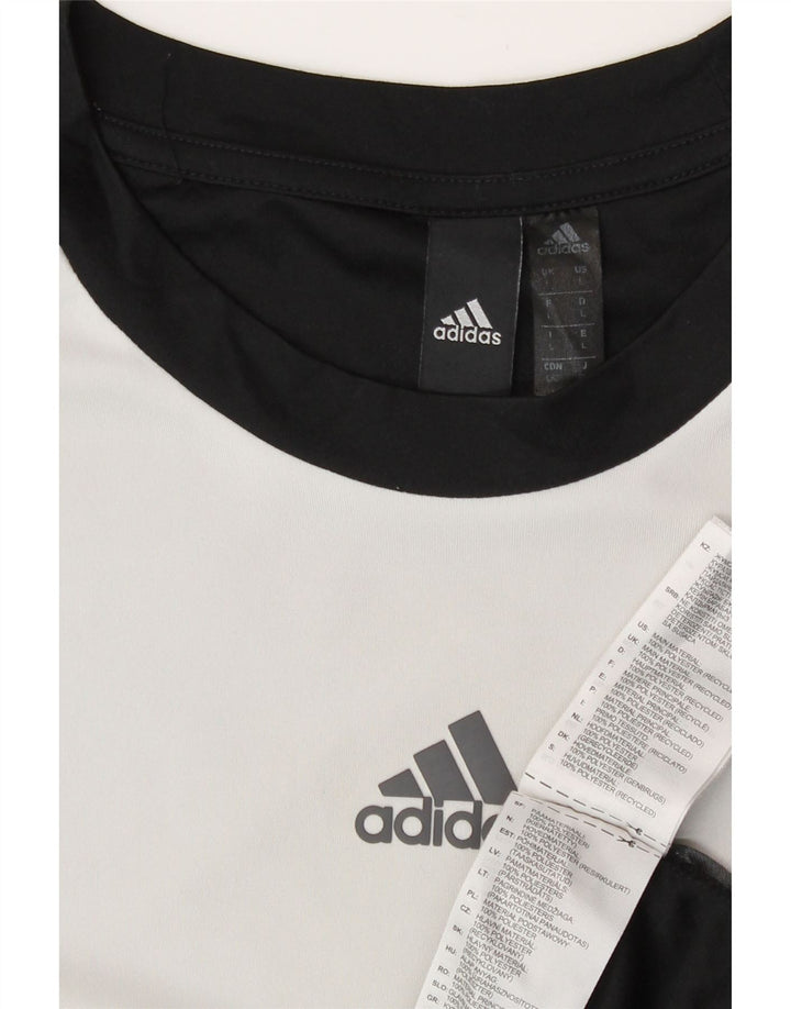 T-shirt Adidas Aeroready da uomo, grande, in poliestere color block bianco