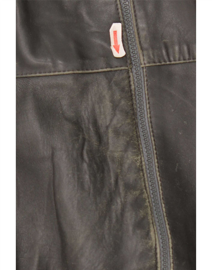 Giacca in pelle vintage da uomo UK 40 grande grigia
