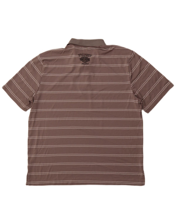 Polo da uomo HARLEY DAVIDSON XL in poliestere a righe grigie