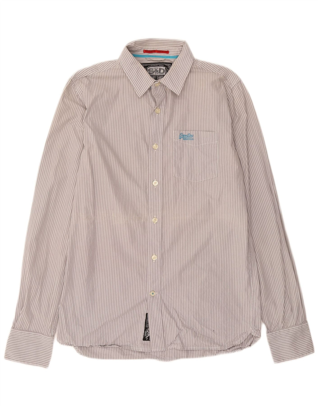 Camicia da uomo Superdry in cotone a righe grandi grigie