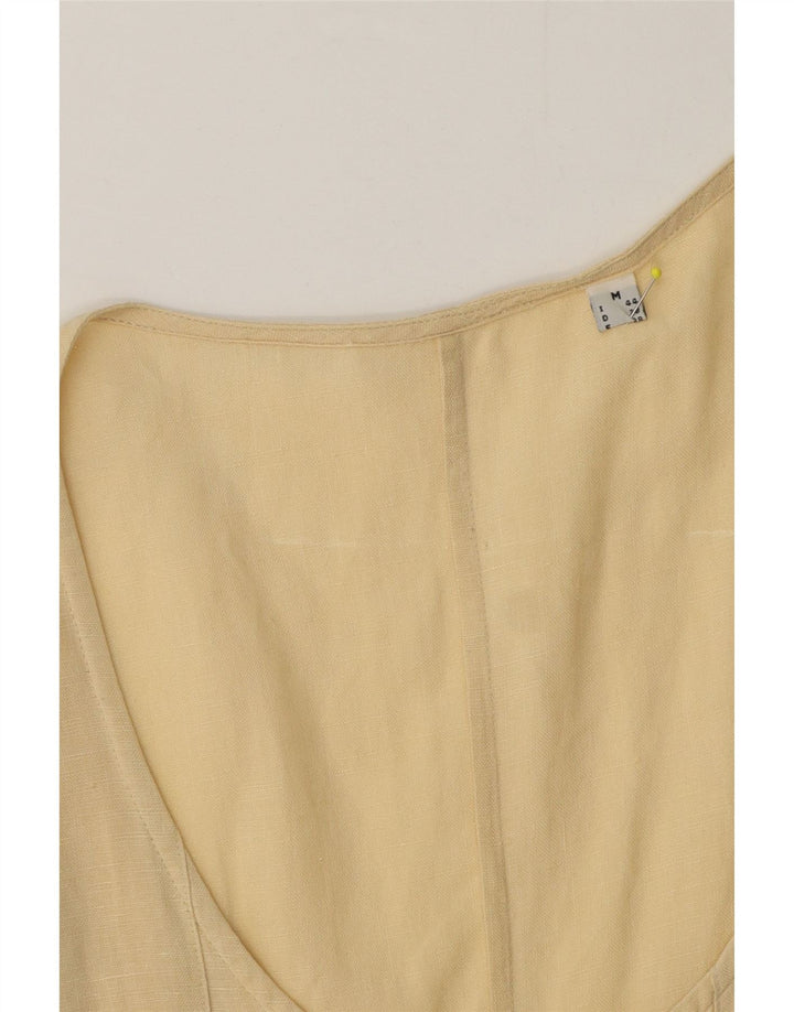 Abito lungo senza maniche vintage da donna UK 14 giallo medio
