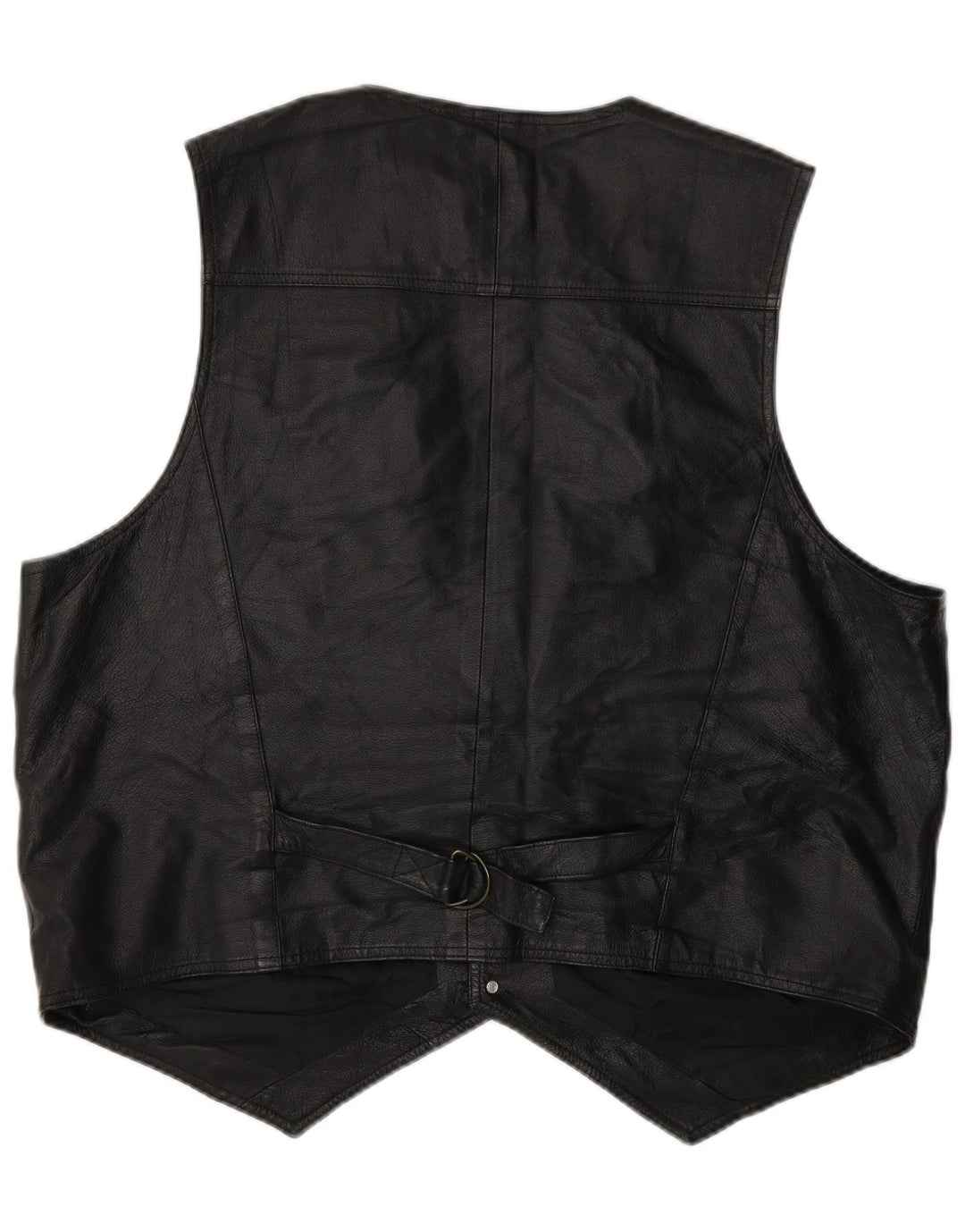 VINTAGE Mens Leather Waistcoat XL Black Leather