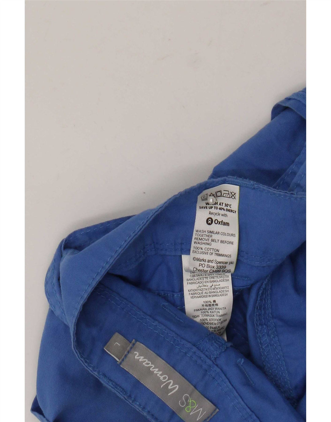 Pantaloni cargo dritti da donna Marks & Spencer UK 14 Large W36 L33 Blu