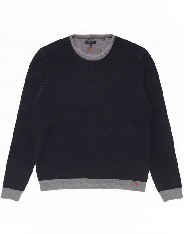 Maglione maglione girocollo da uomo Ted Baker taglia 5 XL blu navy color block