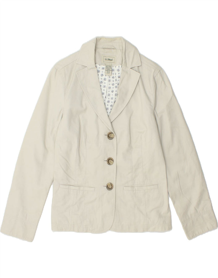 L.L.BEAN Womens 3 Button Blazer Jacket US 8 Medium Grey Cotton Vintage L.L.Bean and Second-Hand L.L.Bean from Messina Hembry 