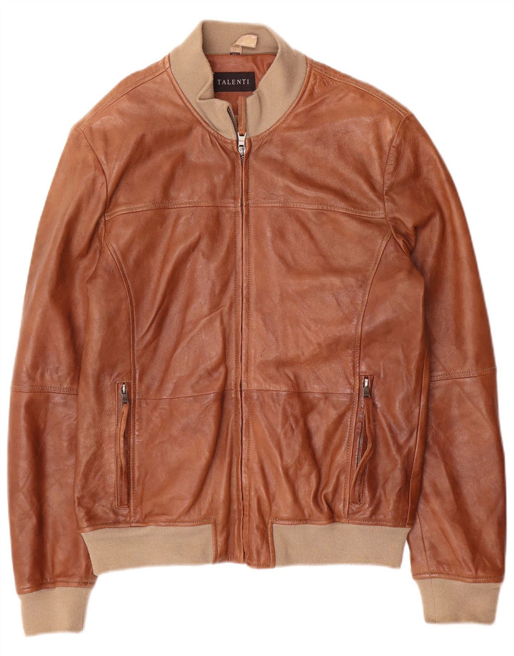 Giacca in Pelle Uomo Talenti IT 48 Pelle Colourblock Marrone Medio
