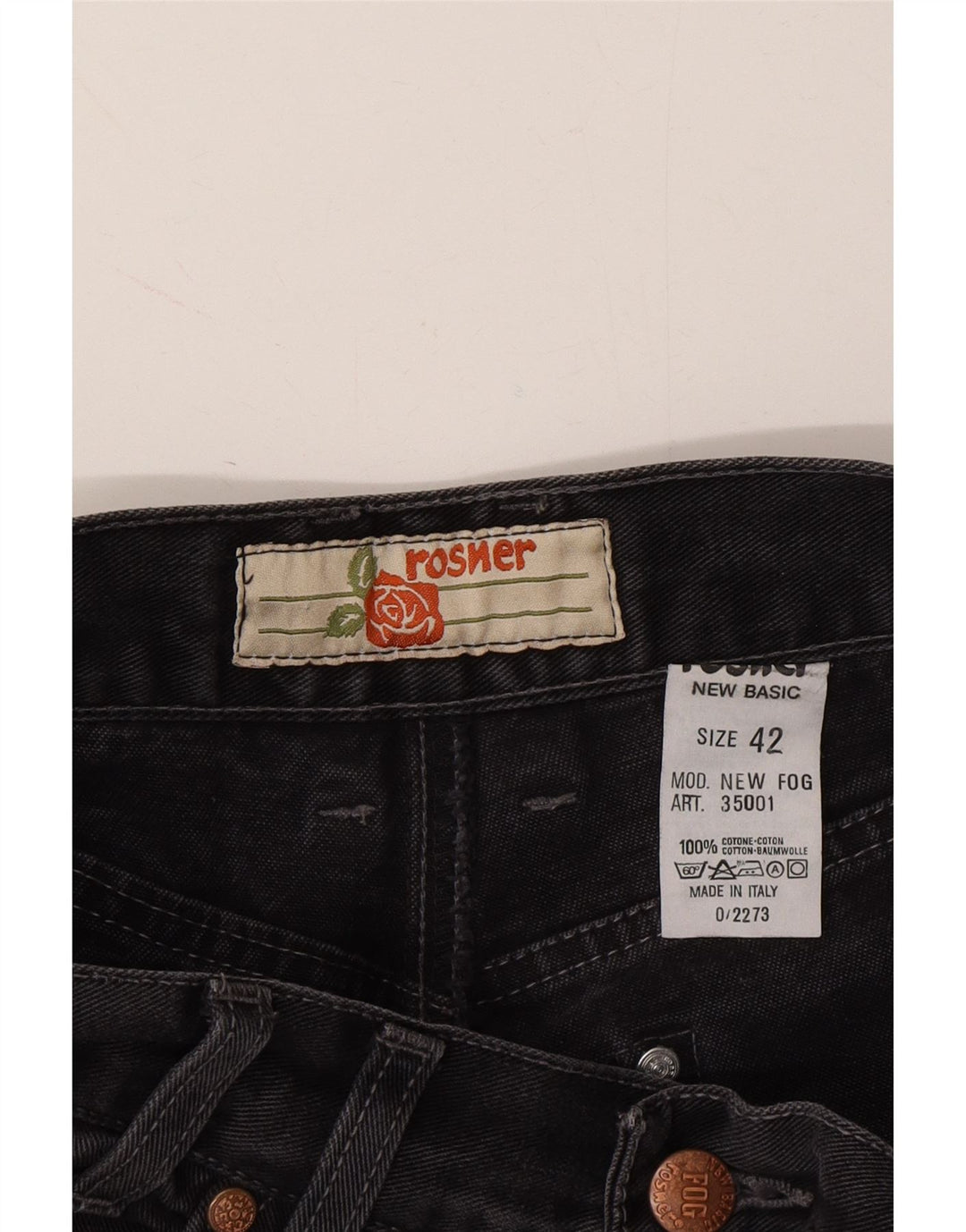 ROSNER Womens Tapered Jeans IT 42 Medium W30 L28 Black Cotton Vintage Rosner and Second-Hand Rosner from Messina Hembry 