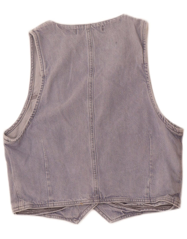 Zara Womens Denim Waistcoat UK 14 Large Blue Cotton