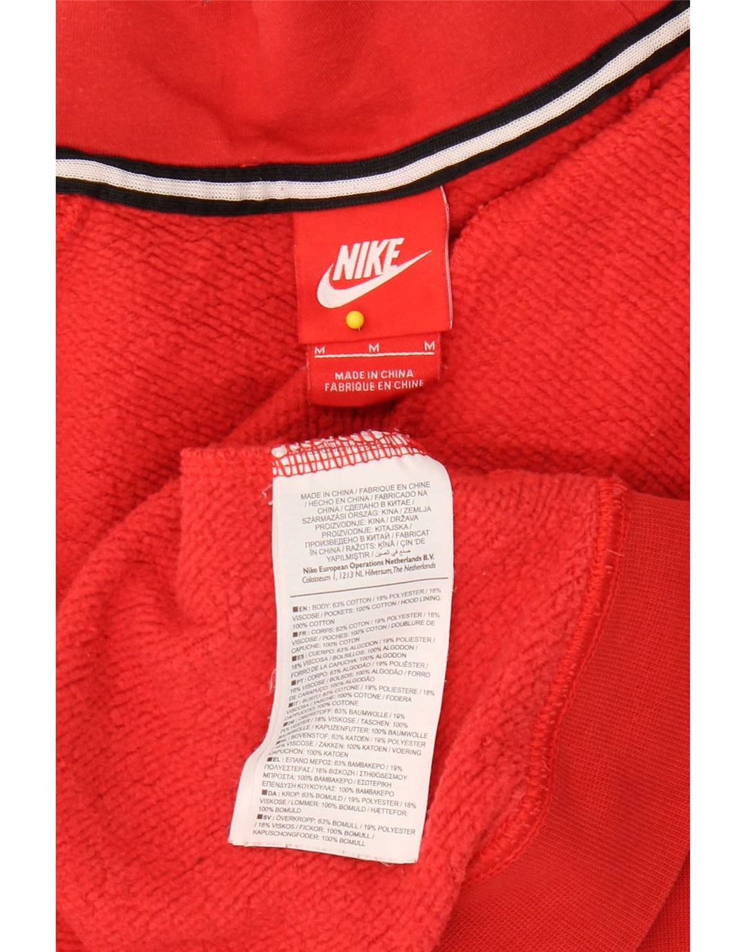 Maglia con cappuccio da donna Nike UK 14 cotone rosso medio