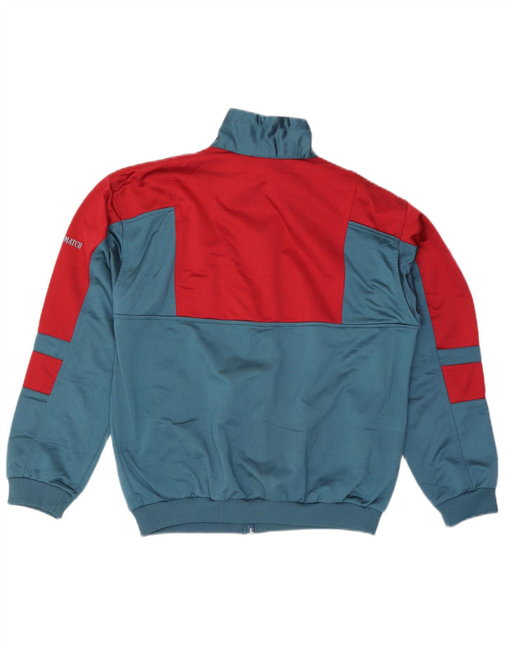 Giacca da ginnastica vintage da uomo in poliestere color block blu medio