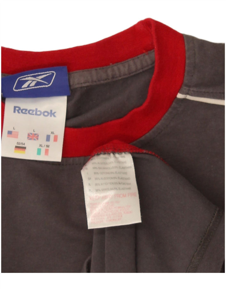 T-shirt Reebok da uomo Top Large in cotone color block grigio