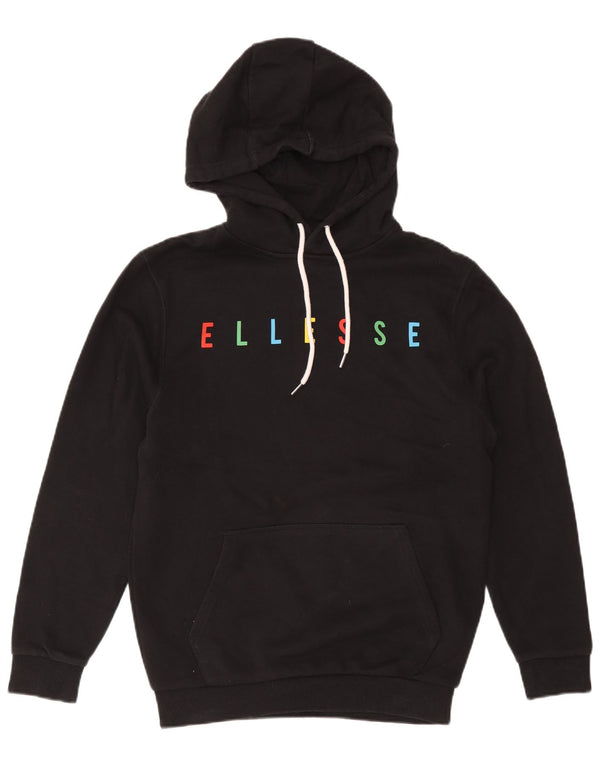 Maglione con cappuccio oversize grafico da donna Ellesse UK 10 piccolo cotone nero