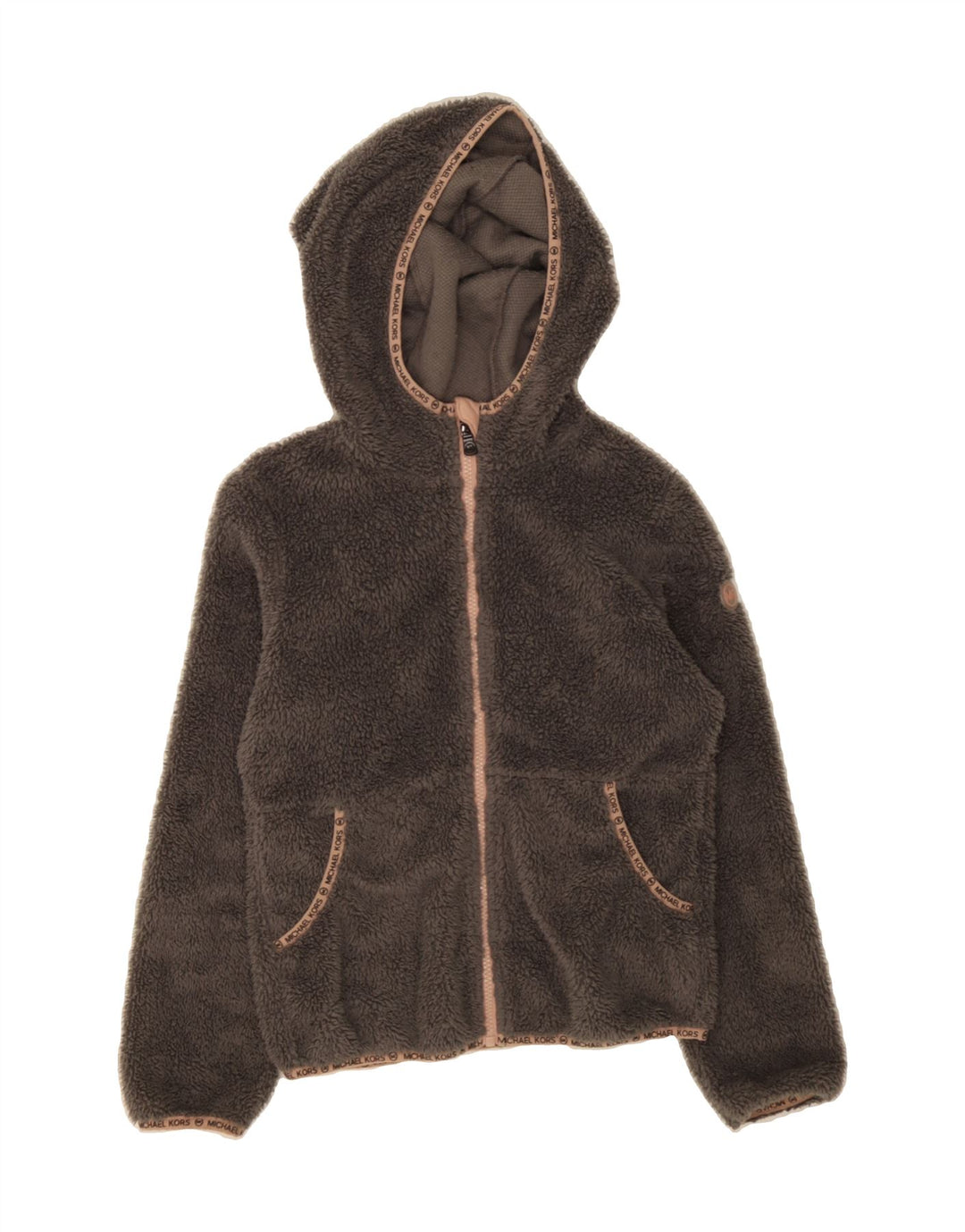 MICHAEL KORS Girls Hooded Fleece Jacket 10-11 Years Grey Polyester Vintage Michael Kors and Second-Hand Michael Kors from Messina Hembry 