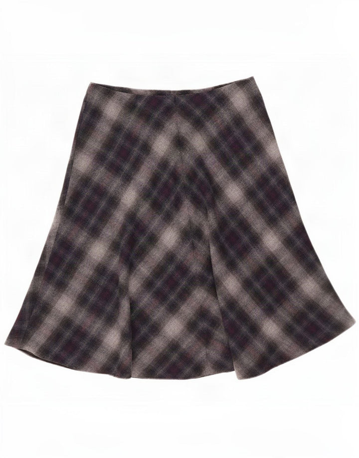 Gonna svasata da donna Marks & Spencer UK 12 media W30 poliestere scozzese grigio