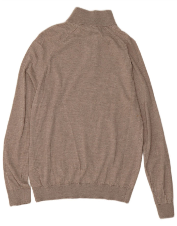 Maglione REISS da uomo con zip e collo grande in lana grigia