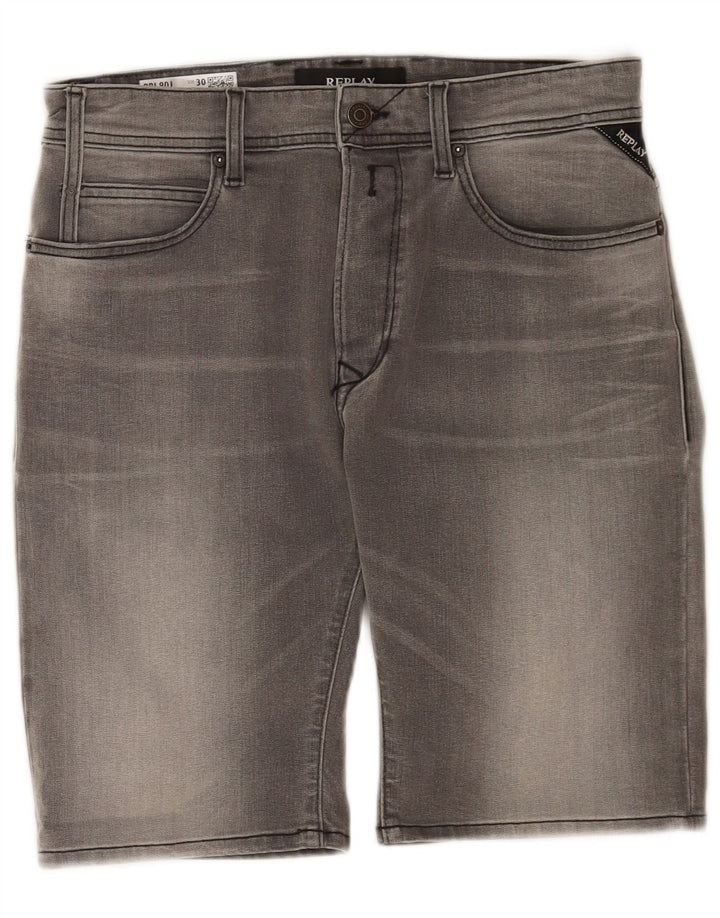 Replay Pantaloncini di jeans Larston da uomo W30 in cotone grigio medio