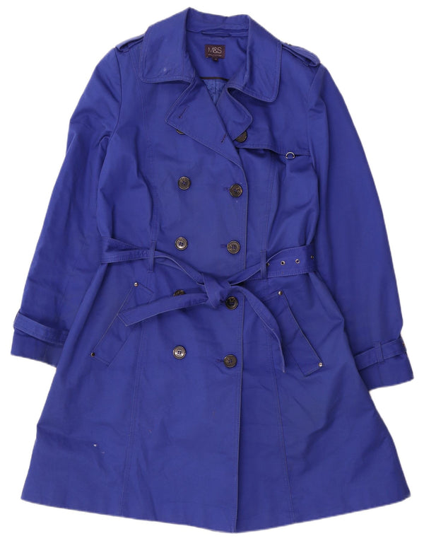 Trench doppiopetto da donna Marks & Spencer UK 14 Cotone blu medio